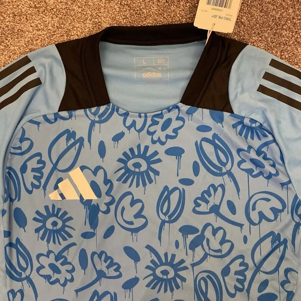 adidas Men's Tiro PB Jersey Short Sleeves Blue Slim Fit IS2772 Size L - NWT $60